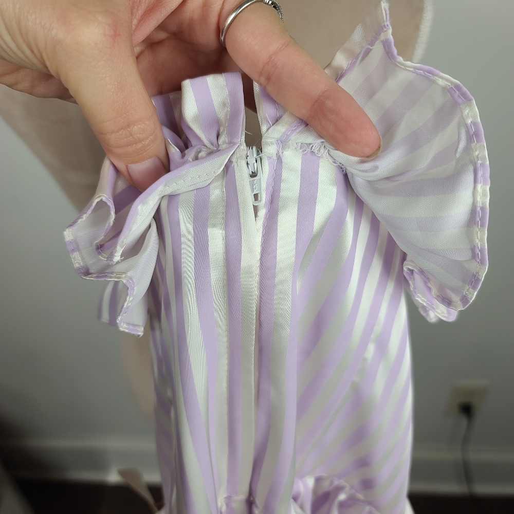 Vintage Gunne Sax Lavender Purple Striped Sweethart Neckline Midi Party Dress 7 - Picture 11 of 16